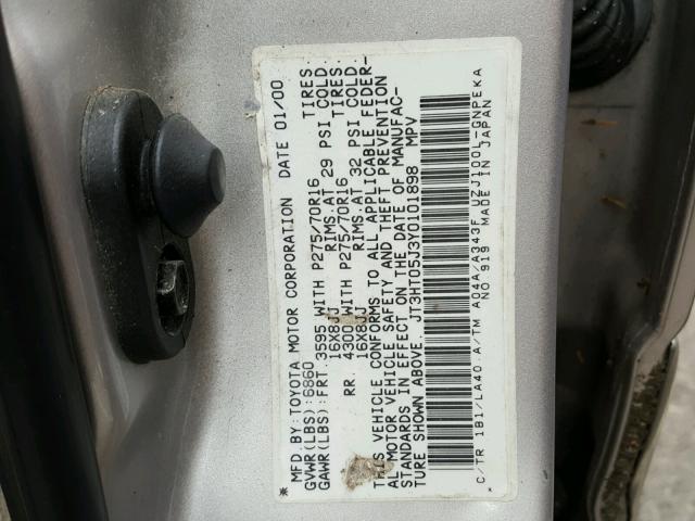 JT3HT05J3Y0101898 - 2000 TOYOTA LAND CRUIS GOLD photo 10