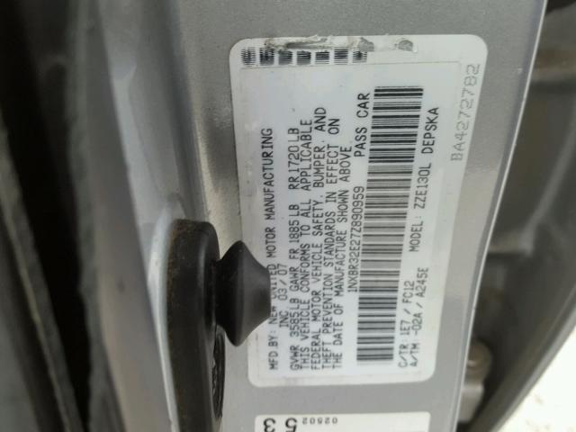 1NXBR32E27Z890959 - 2007 TOYOTA COROLLA CE GRAY photo 10