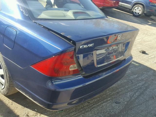 1HGEM22991L076500 - 2001 HONDA CIVIC SI BLUE photo 9