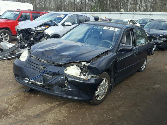 1HGES16521L061103 - 2001 HONDA CIVIC LX BLACK photo 2