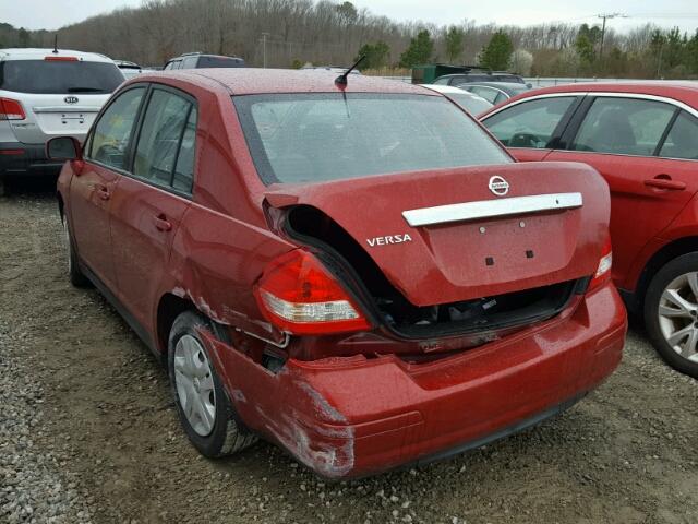 3N1BC1APXBL393046 - 2011 NISSAN VERSA S RED photo 3