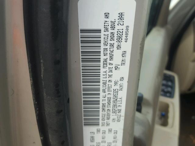 1J8GP28K09W505325 - 2009 JEEP LIBERTY SP SILVER photo 10