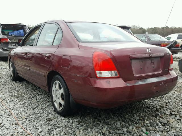 KMHDN45D22U254788 - 2002 HYUNDAI ELANTRA GL MAROON photo 3