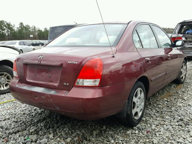 KMHDN45D22U254788 - 2002 HYUNDAI ELANTRA GL MAROON photo 4