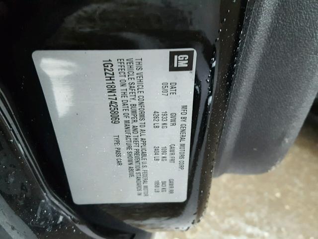 1G2ZH18N174258069 - 2007 PONTIAC G6 GT BLACK photo 10