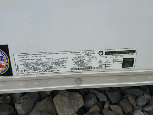 4YMCL1214FT027321 - 2015 UTILITY TRAILER WHITE photo 10