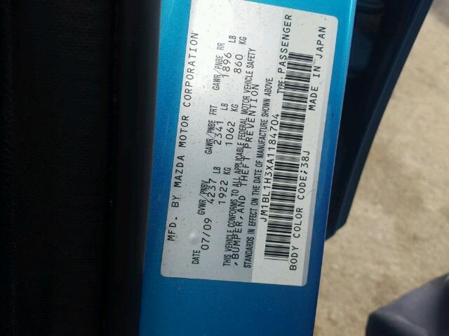 JM1BL1H3XA1184704 - 2010 MAZDA SPEED 3 蓝色 照片 10
