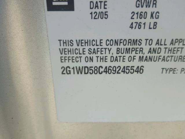 2G1WD58C469245546 - 2006 CHEVROLET IMPALA SUP 银色 照片 10