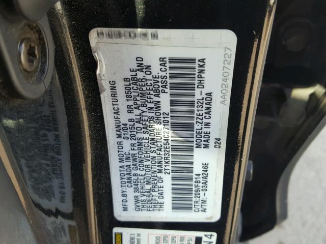 2T1KR32E54C271012 - 2004 TOYOTA MATRIX BLACK photo 10