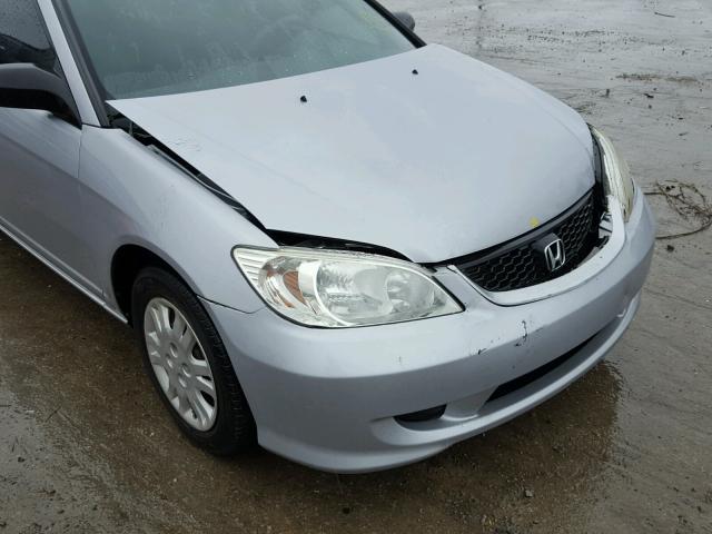 1HGEM22524L084522 - 2004 HONDA CIVIC LX SILVER photo 9