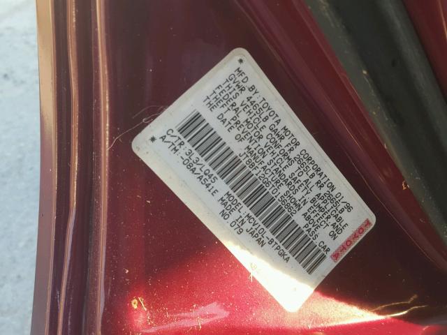 JT8BF12G6T0156862 - 1996 LEXUS ES 300 MAROON photo 10