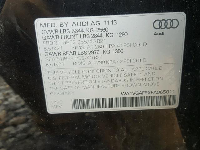 WA1VGAFPXEA065011 - 2014 AUDI SQ5 PRESTI BLACK photo 10