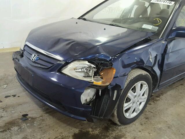 2HGES267X3H595926 - 2003 HONDA CIVIC EX BLUE photo 9