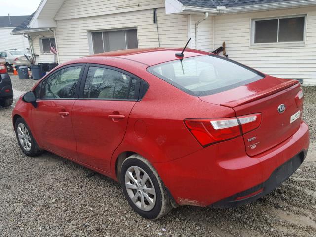 KNADM4A37D6191521 - 2013 KIA RIO LX RED photo 3