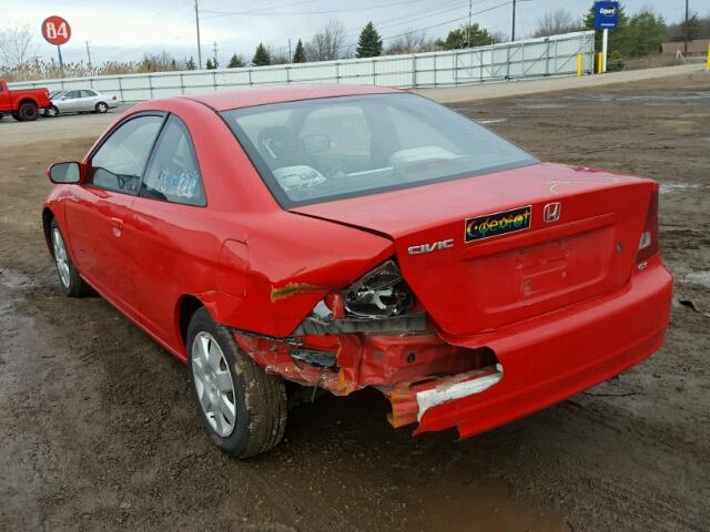 1HGEM22962L078237 - 2002 HONDA CIVIC EX RED photo 3