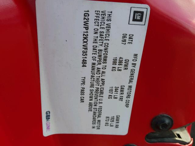 1G2WP12KXVF351484 - 1997 PONTIAC GRAND PRIX Qırmızı foto 10