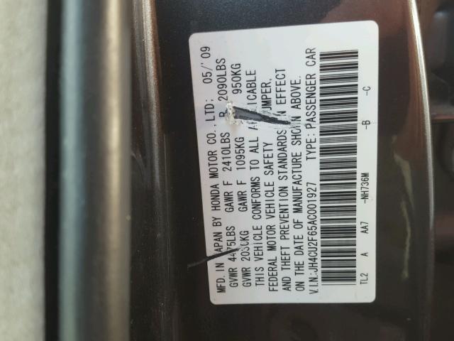 JH4CU2F65AC001927 - 2010 ACURA TSX GRAY photo 10