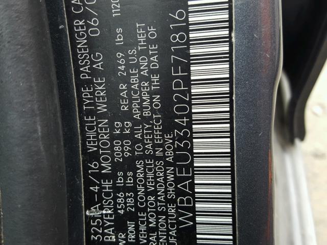 WBAEU33402PF71816 - 2002 BMW 325 XI BLUE photo 10