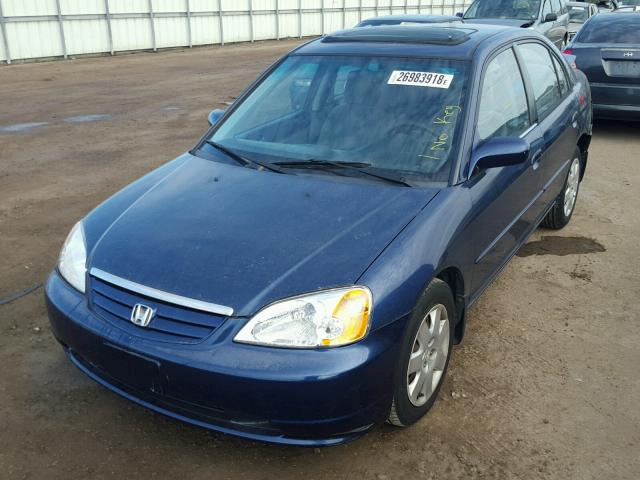 1HGES26752L033479 - 2002 HONDA CIVIC EX BLUE photo 2