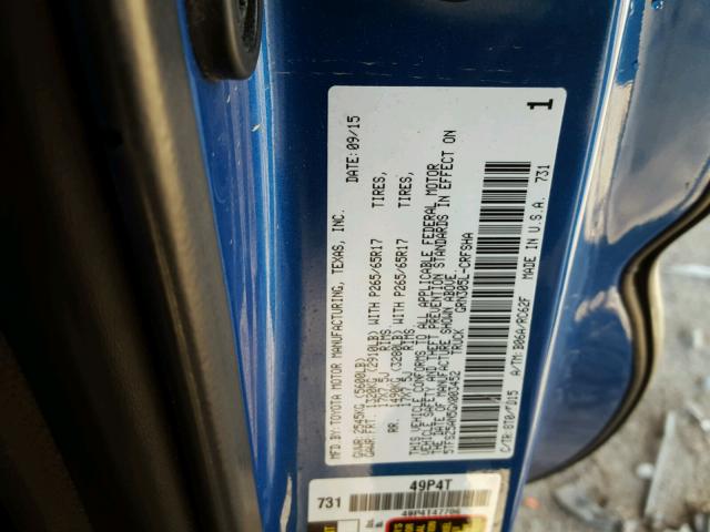 5TFSZ5AN5GX003452 - 2016 TOYOTA TACOMA ACC BLUE photo 10