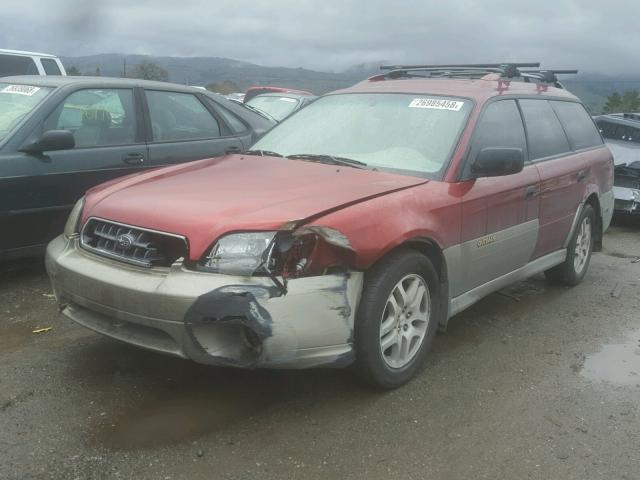 4S3BH675X37625944 - 2003 SUBARU LEGACY OUT RED photo 2