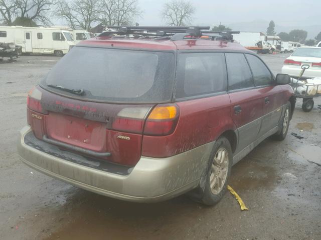 4S3BH675X37625944 - 2003 SUBARU LEGACY OUT RED photo 4