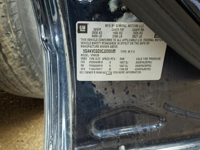 5GAKVCED3CJ255605 - 2012 BUICK ENCLAVE BLUE photo 10