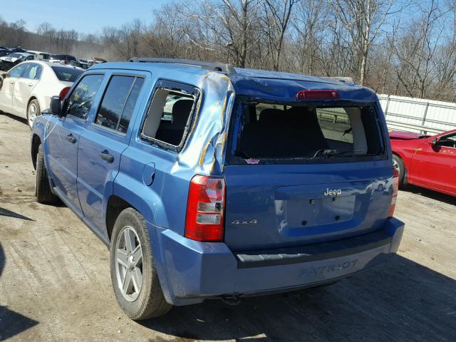 1J8FF28W07D395046 - 2007 JEEP PATRIOT SP BLUE photo 3