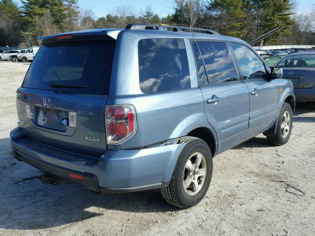 2HKYF18757H531622 - 2007 HONDA PILOT EXL BLUE photo 4