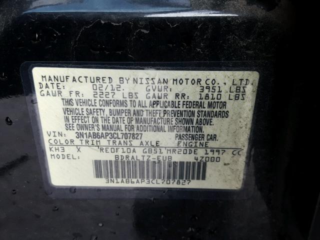 3N1AB6AP3CL707827 - 2012 NISSAN SENTRA 2.0 BLACK photo 10