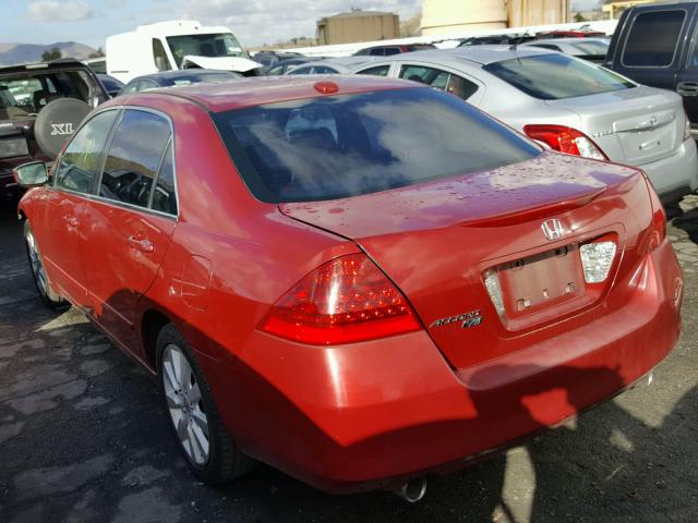 1HGCM66527A002961 - 2007 HONDA ACCORD EX RED photo 3