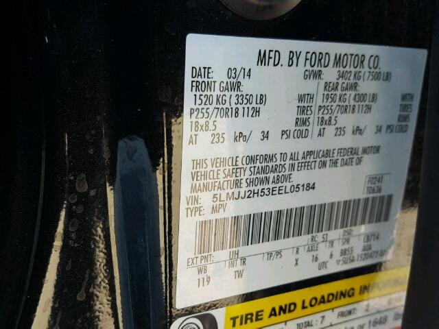 5LMJJ2H53EEL05184 - 2014 LINCOLN NAVIGATOR შავი ფოტო 10