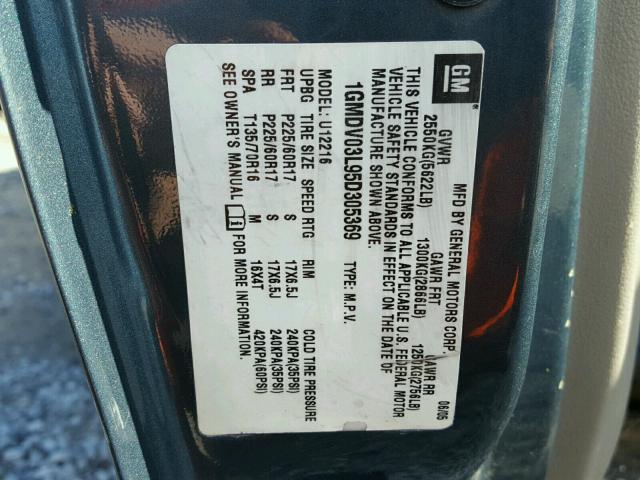 1GMDV03L95D305369 - 2005 PONTIAC MONTANA SV BLUE photo 10