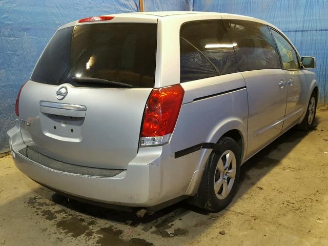 5N1BV28U78N108557 - 2008 NISSAN QUEST S SILVER photo 4