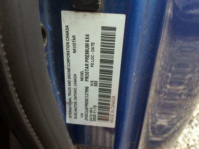 2HSCUAPR09C137996 - 2009 INTERNATIONAL PROSTAR PR BLUE photo 10