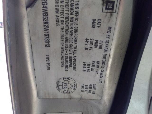 2G4WB52K2W1578013 - 1998 BUICK REGAL LS 米色 照片 9