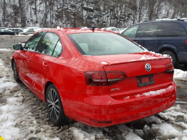 3VWD17AJXGM230891 - 2016 VOLKSWAGEN JETTA SPOR RED photo 3