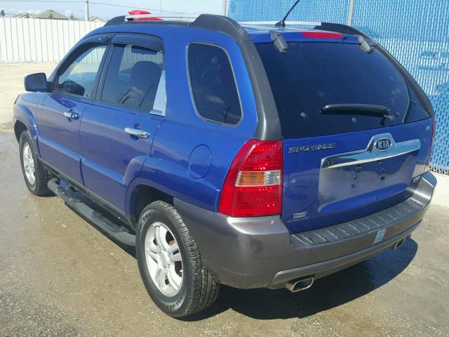 KNDJF723X87454309 - 2008 KIA SPORTAGE E BLUE photo 3