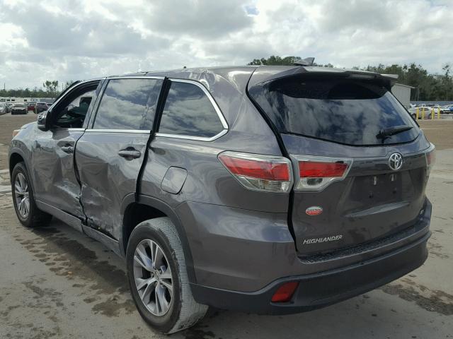 5TDZKRFH3FS064963 - 2015 TOYOTA HIGHLANDER GRAY photo 3