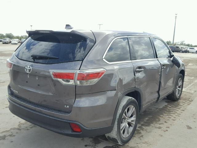 5TDZKRFH3FS064963 - 2015 TOYOTA HIGHLANDER GRAY photo 4