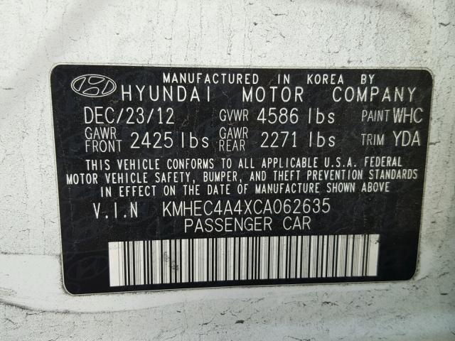 KMHEC4A4XCA062635 - 2012 HYUNDAI SONATA HYB WHITE photo 10