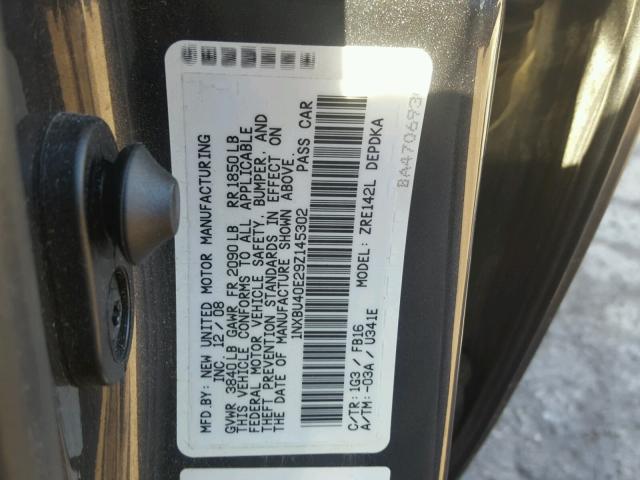 1NXBU40E29Z145302 - 2009 TOYOTA COROLLA BA GRAY photo 10