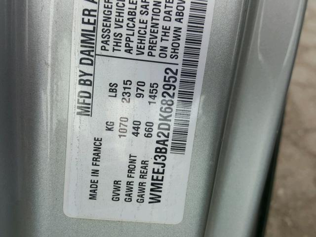 WMEEJ3BA2DK682952 - 2013 SMART FORTWO PUR GRAY photo 10