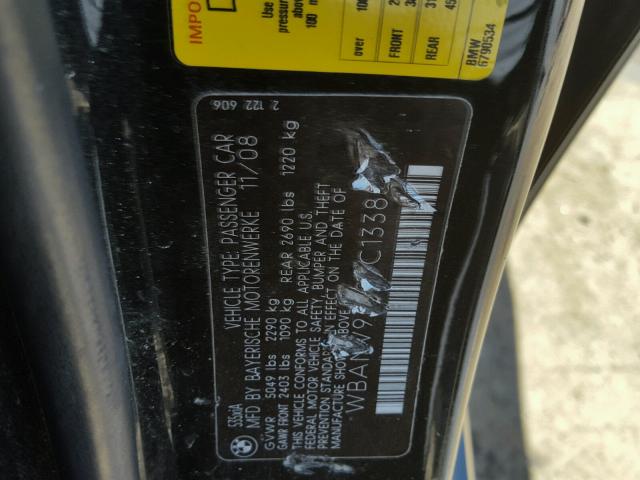 WBANV93509C133885 - 2009 BMW 535 XI BLACK photo 10