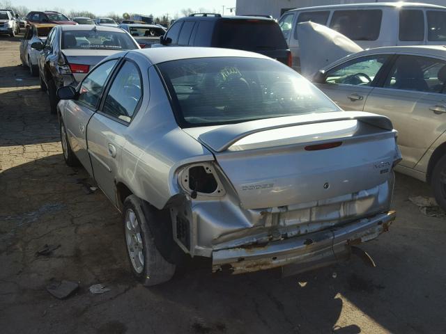 1B3ES56C45D197996 - 2005 DODGE NEON SXT SILVER photo 3