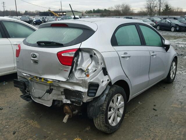 KNADN5A35F6445569 - 2015 KIA RIO EX SILVER photo 4