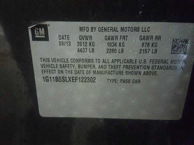 1G11B5SLXEF122302 - 2014 CHEVROLET MALIBU LS გრაფიტი ფოტო 10