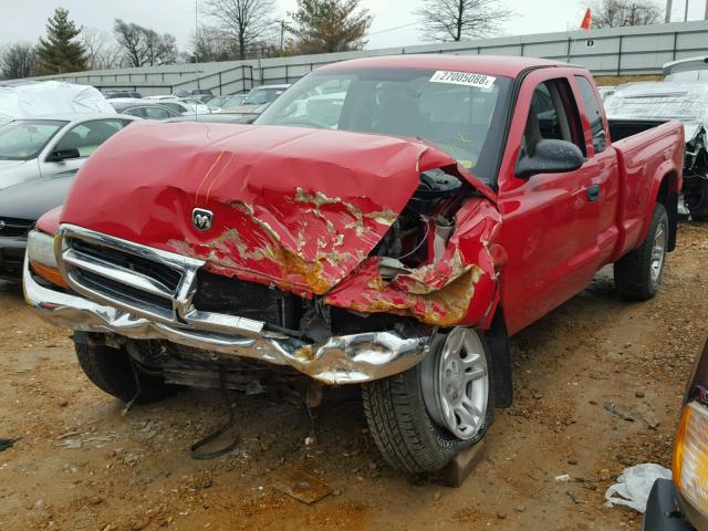 1D7HG42N33S254721 - 2003 DODGE DAKOTA SLT RED photo 2