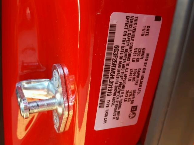 6G3F25RW5HL301319 - 2017 CHEVROLET SS RED photo 10