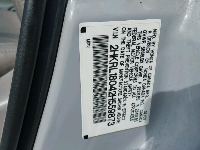 2HKRL18042H559873 - 2002 HONDA ODYSSEY EX SILVER photo 10